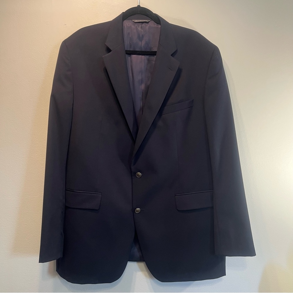 Jack Victor 48L Navy Silver Button King SPJ Mens Wool Blazer Sport Coat Jacket